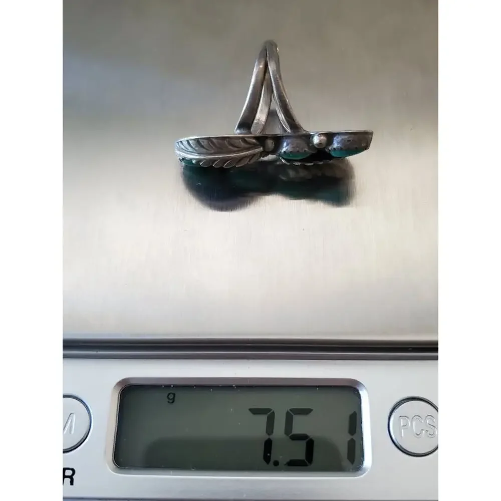 Vintage Turquoise Navette Sterling Silver Ring